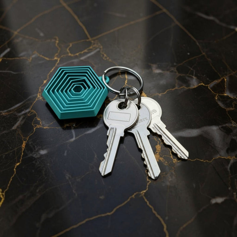 Geo Keychain, 3D-printed hexagon keychain by nFusion