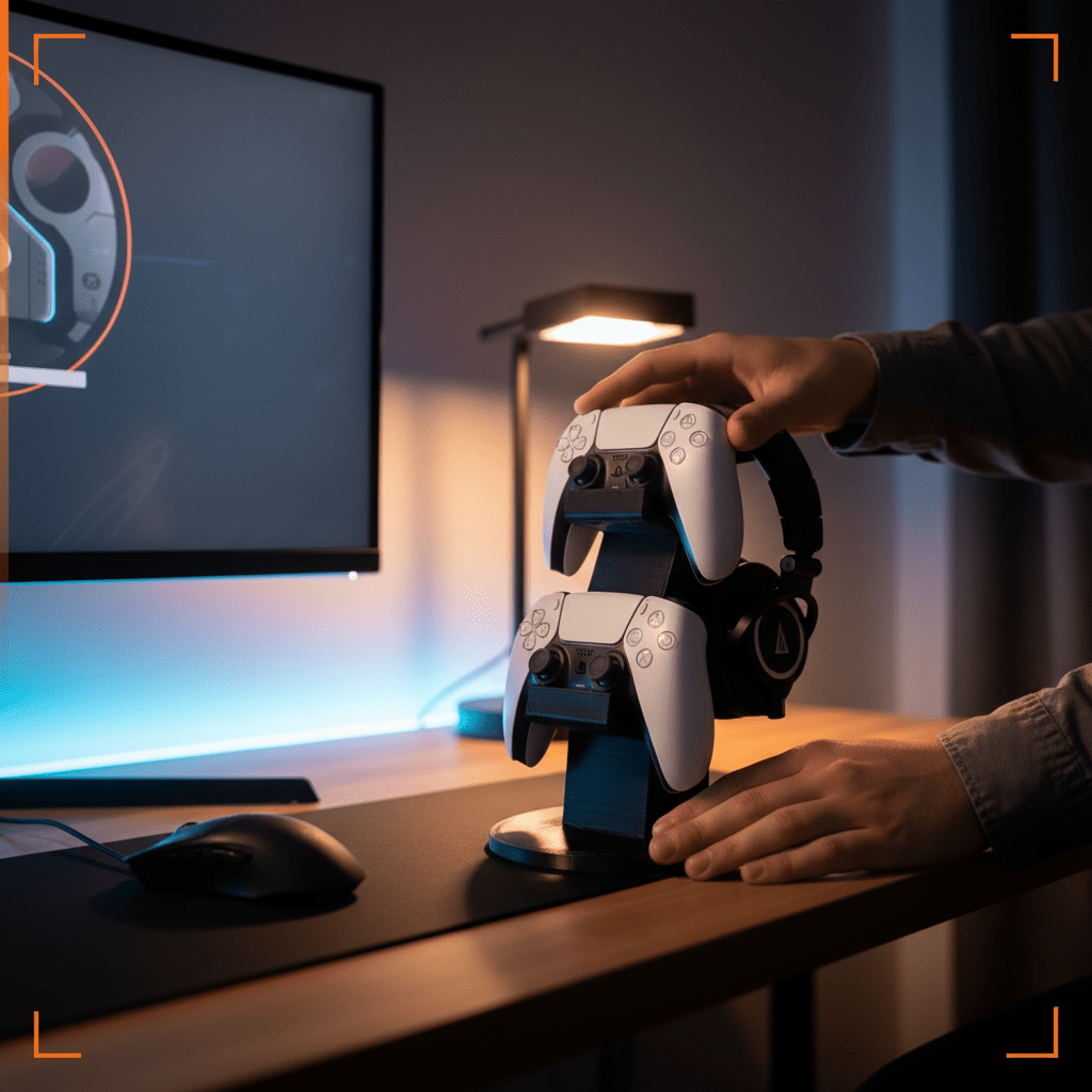 3-IN-1 Holder, 3D-printed controller and headset stand by nFusion, view 3
