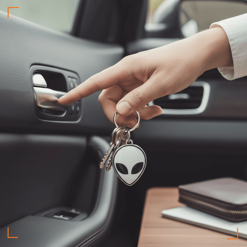 Alien Keychain, 3D-printed keychain by nFusion, view 3