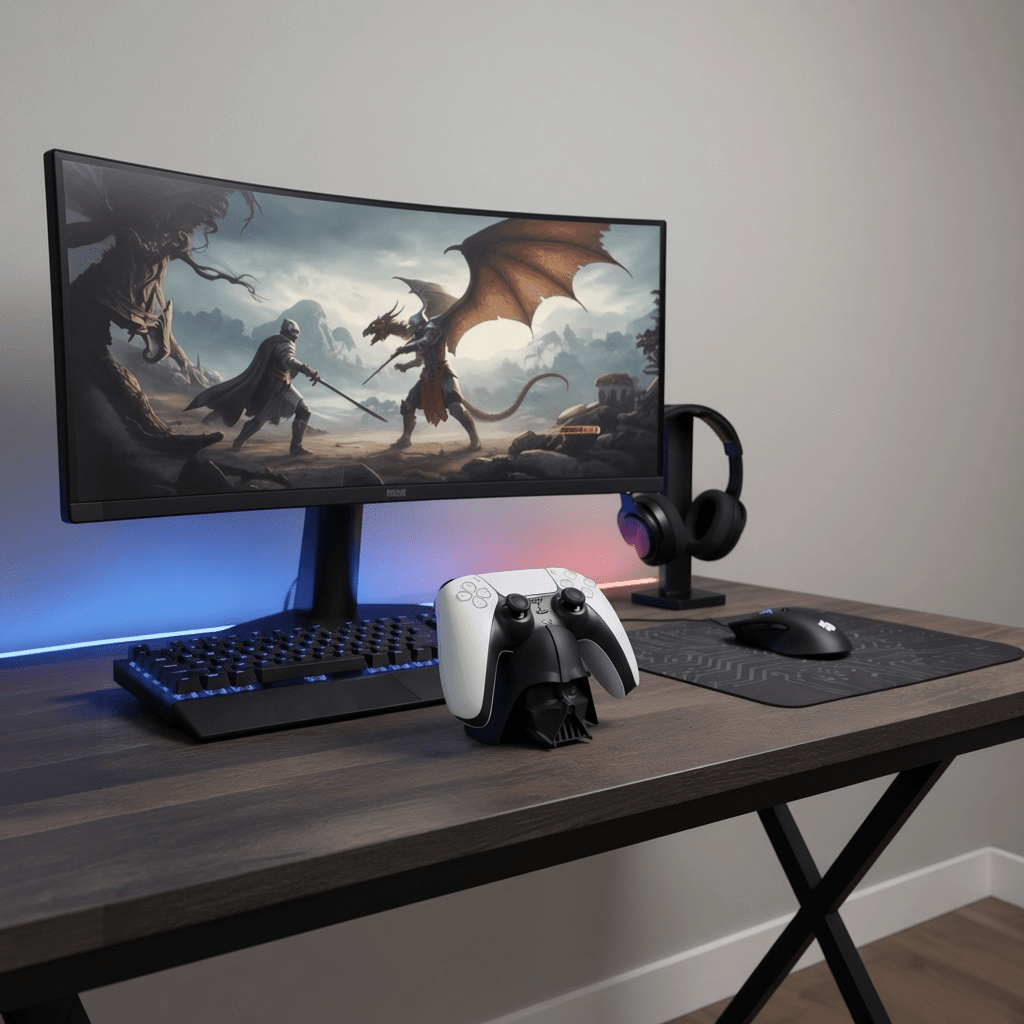 Dark Side Stand, black 3D-printed controller stand by nFusion, view 4
