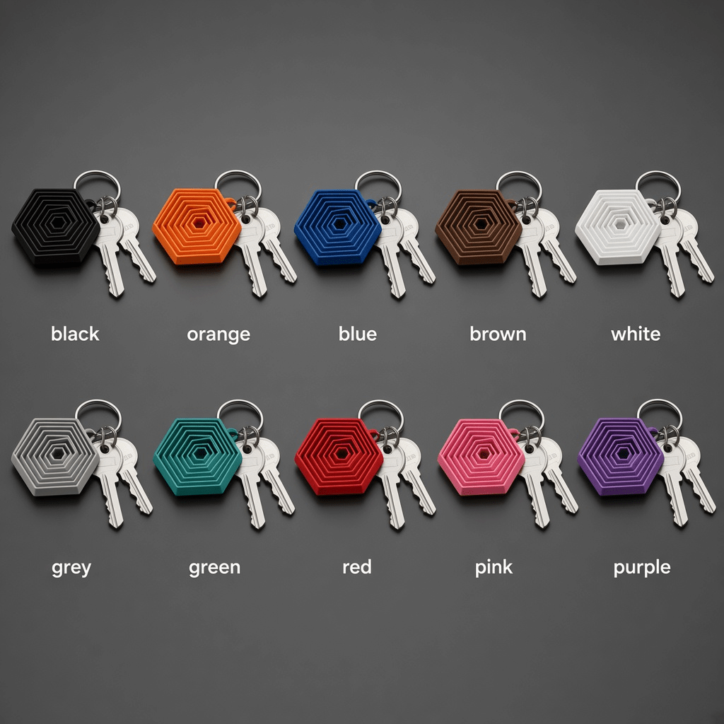 Geo Keychain, 3D-printed hexagon keychain by nFusion, view 2