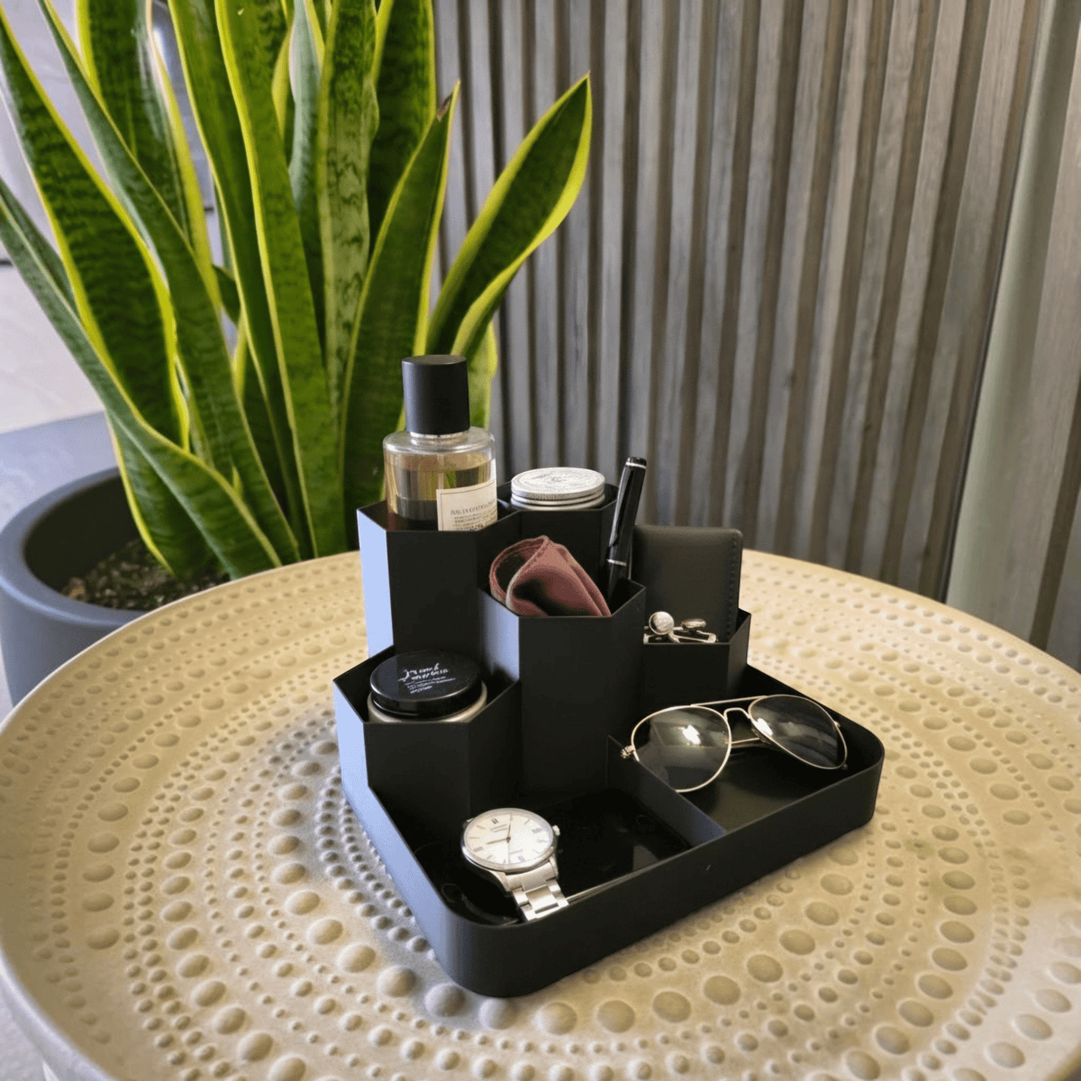 Hive Organizer, 3D-printed honeycomb vanity organizer by nFusion, view 3
