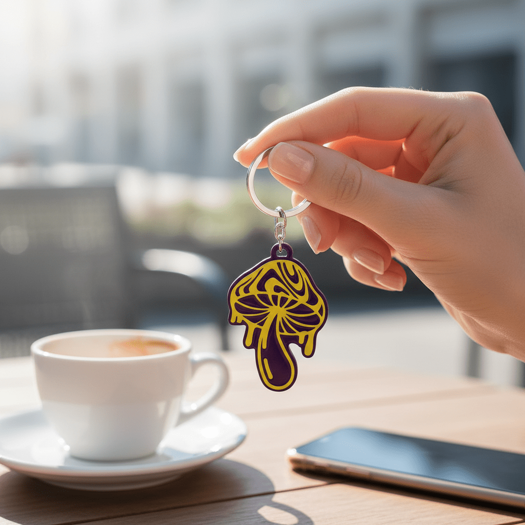 Melty Shroom Keychain, 3D-printed keychain by nFusion, view 3