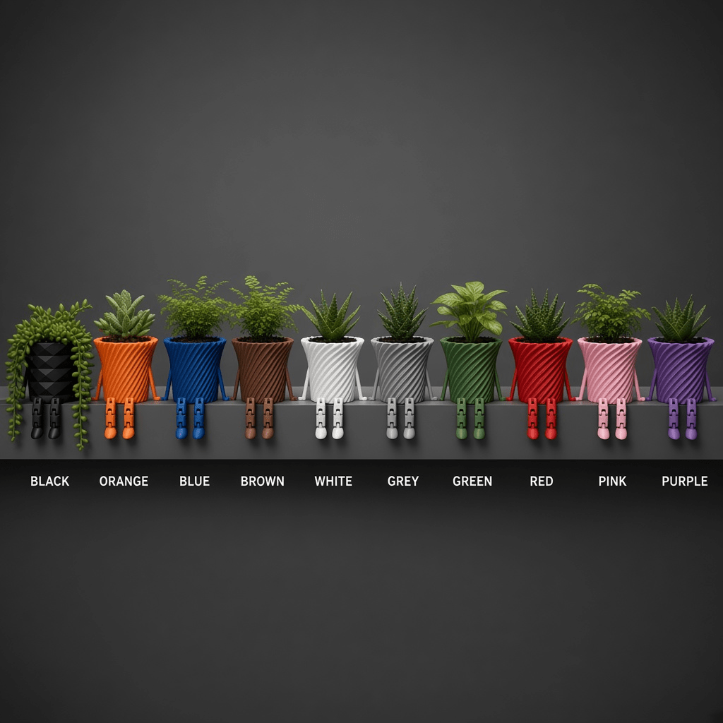 Sitty Planters, 3D-printed planters with legs by nFusion, view 2