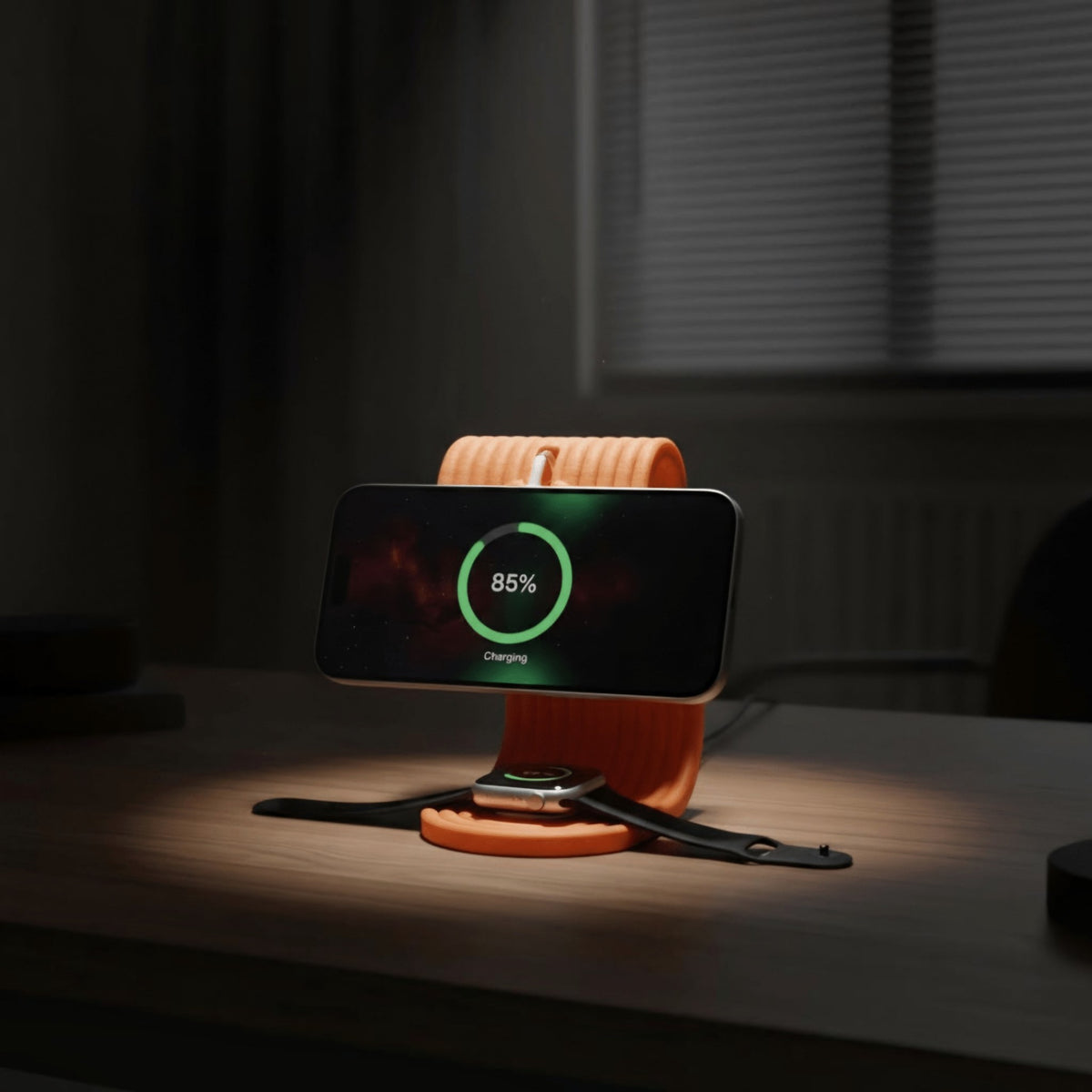 Wave Stand, 3D-printed MagSafe phone and watch charging stand by nFusion